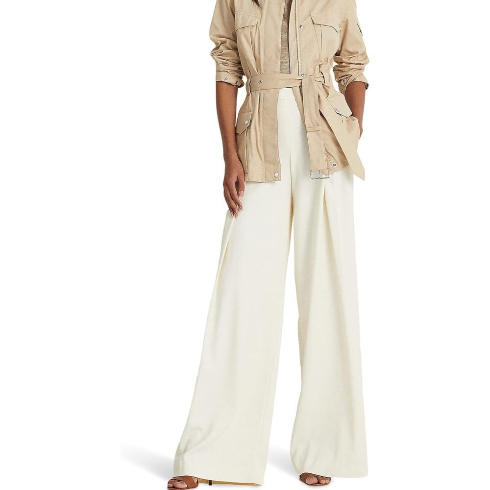 NWOT Lauren Ralph Lauren Pleated Crepe Wide Leg Pants